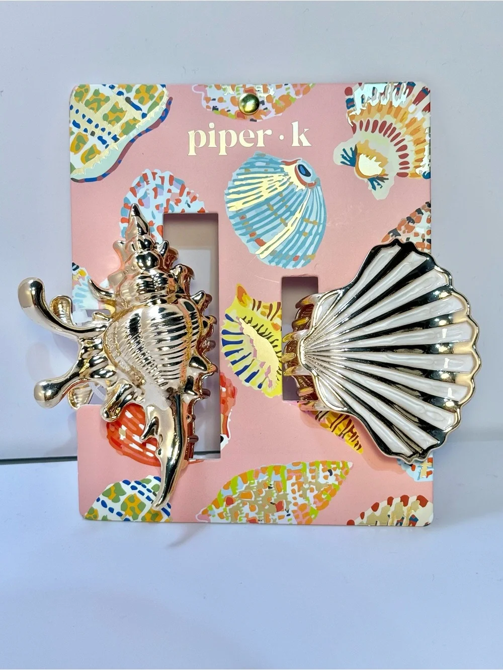 Piper K Seashell Hair Claw Clip Set Gold Pink Conch Scallop Mermaidcore 2pc NEW